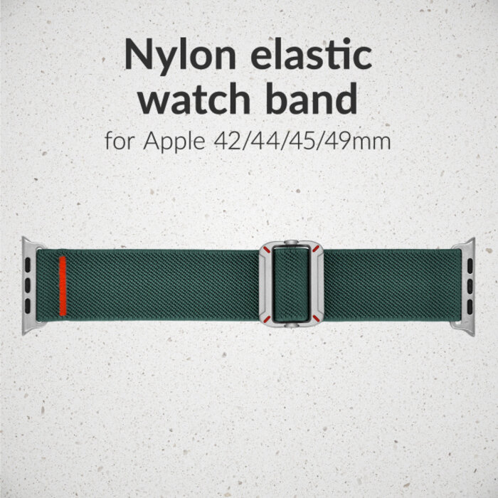 Mobilize Mobilize Nylon Watch Band - Elastic - for Apple 42 (Gen 1 t/m 3)/44/45/46/49mm - Green
