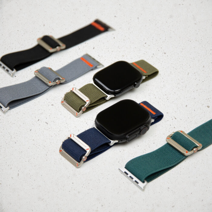 Mobilize Mobilize Nylon Watch Band - Elastic - for Apple 42 (Gen 1 t/m 3)/44/45/46/49mm - Green