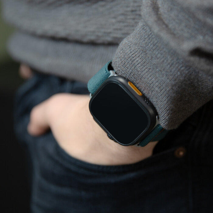 Mobilize Mobilize Nylon Watch Band - Elastic - for Apple 42 (Gen 1 t/m 3)/44/45/46/49mm - Green