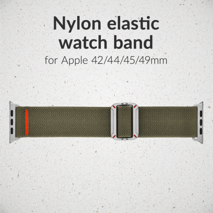 Mobilize Mobilize Nylon Watch Band - Elastic - for Apple 42 (Gen 1 t/m 3)/44/45/46/49mm - Khaki