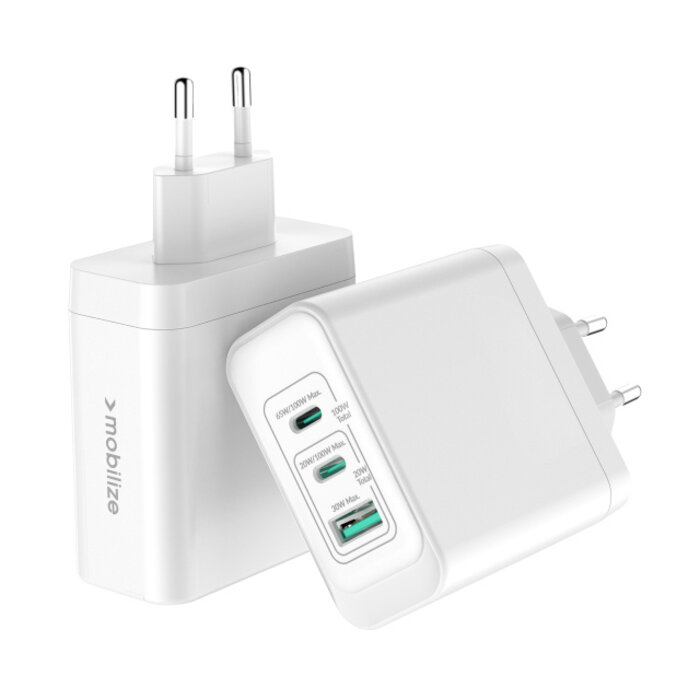 Mobilize Mobilize Wall Charger 2x USB-C + 1x USB GaN 100W with PD/PPS White