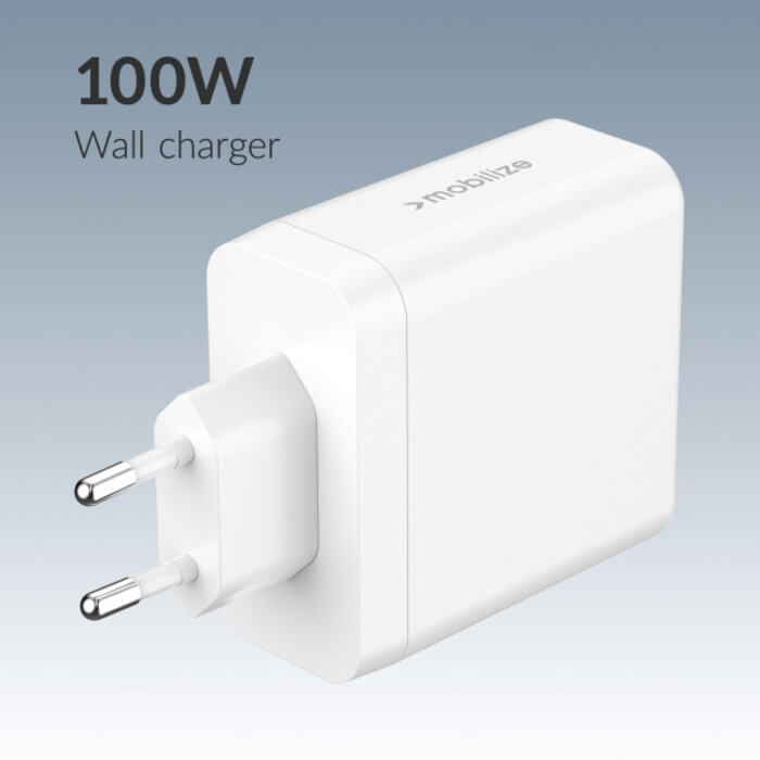 Mobilize Mobilize Wall Charger 2x USB-C + 1x USB GaN 100W with PD/PPS White