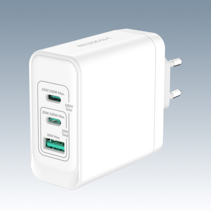Mobilize Mobilize Wall Charger 2x USB-C + 1x USB GaN 100W with PD/PPS White