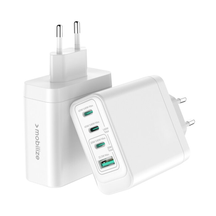 Mobilize Mobilize Wall Charger 3x USB-C + 1x USB GaN 140W with PD/PPS White