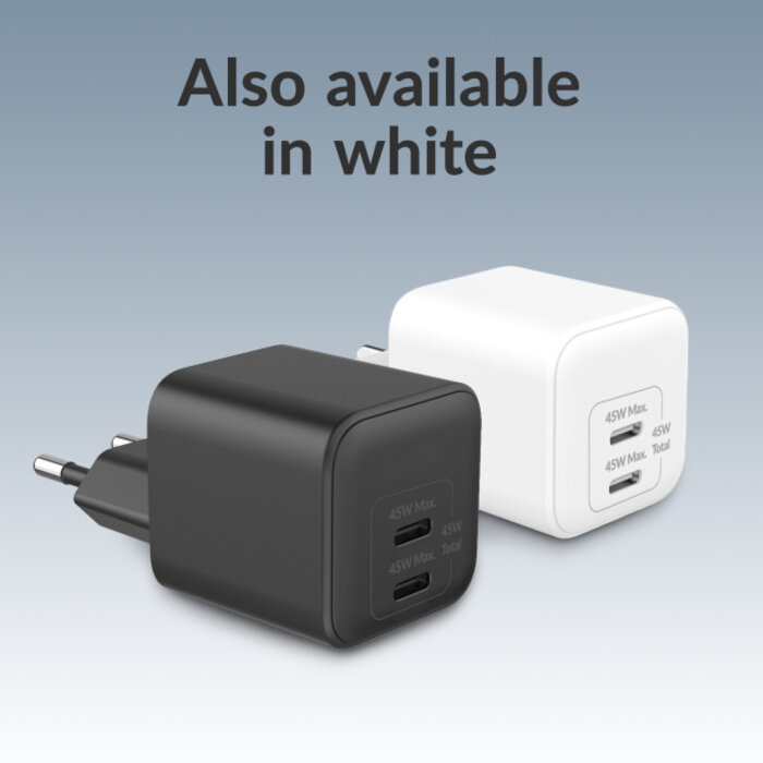 Mobilize Mobilize Wall Charger 2x USB-C GaN 45W with PD/PPS Black
