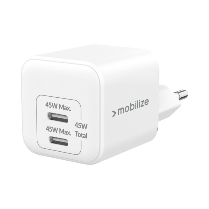 Mobilize Mobilize Wall Charger 2x USB-C GaN 45W with PD/PPS White