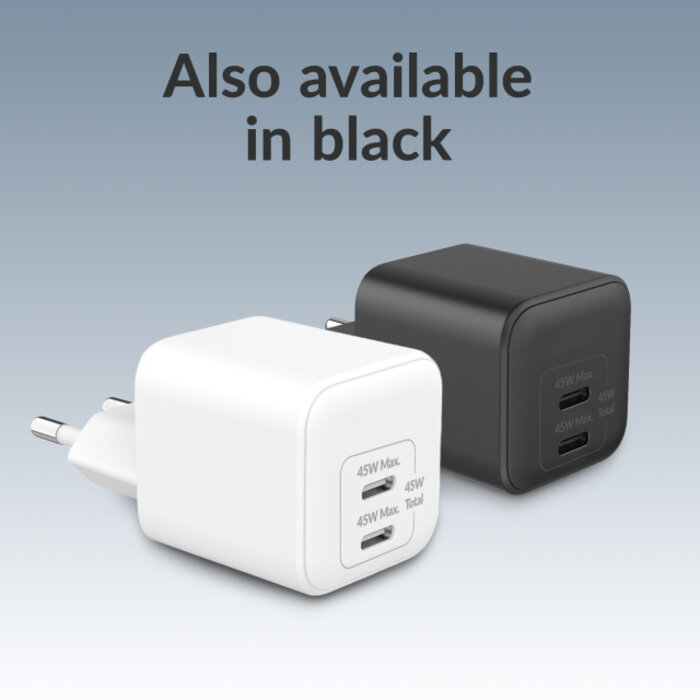 Mobilize Mobilize Wall Charger 2x USB-C GaN 45W with PD/PPS White