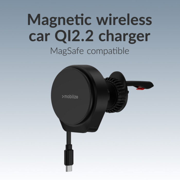 Mobilize Mobilize MagSafe Compatible Car Holder/Charger 25W Qi2.2 with Retractable USB-C Cable Black