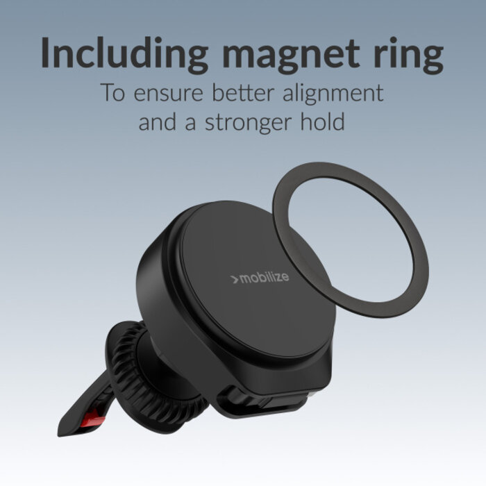 Mobilize Mobilize MagSafe Compatible Car Holder/Charger 25W Qi2.2 with Retractable USB-C Cable Black
