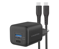 Mobilize Mobilize Wall Charger USB-C + USB GaN 30W with PD/PPS + USB-C Nylon Cable 1.2m Black