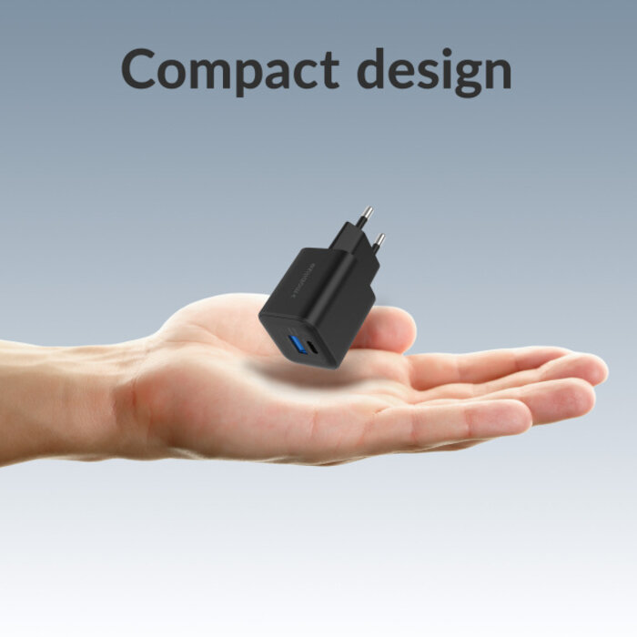 Mobilize Mobilize Wall Charger USB-C + USB GaN 30W with PD/PPS + USB-C Nylon Cable 1.2m Black