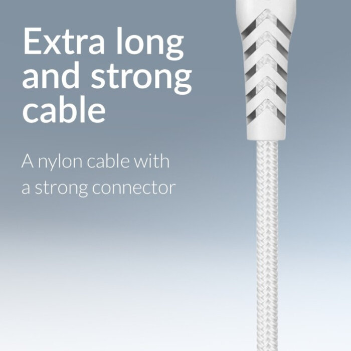 Mobilize Mobilize Strong Nylon Cable USB-C to USB-C 2m. 60W White (Bulk)