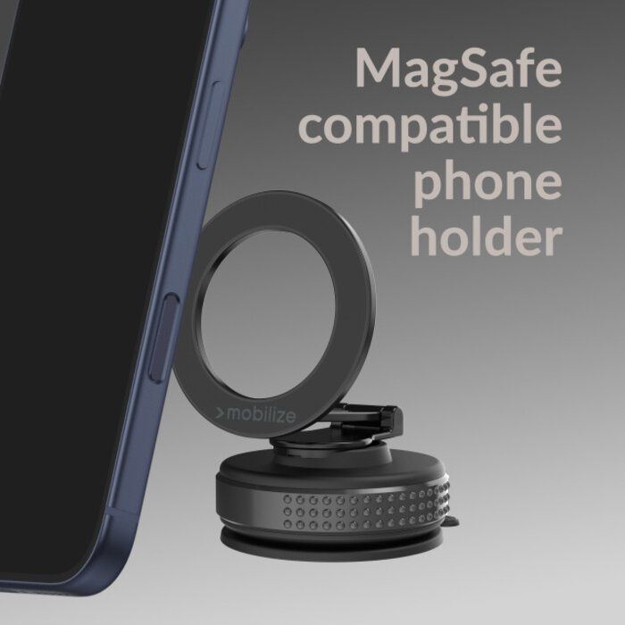Mobilize Mobilize MagSafe Compatible Phone Holder - 360° Rotatable & Foldable - Vacuum Suction - Black