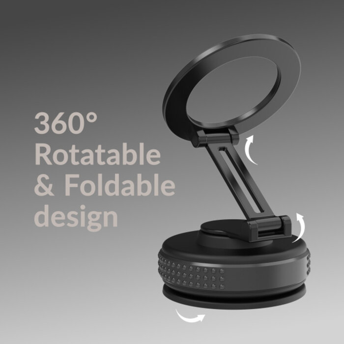 Mobilize Mobilize MagSafe Compatible Phone Holder - 360° Rotatable & Foldable - Vacuum Suction - Black