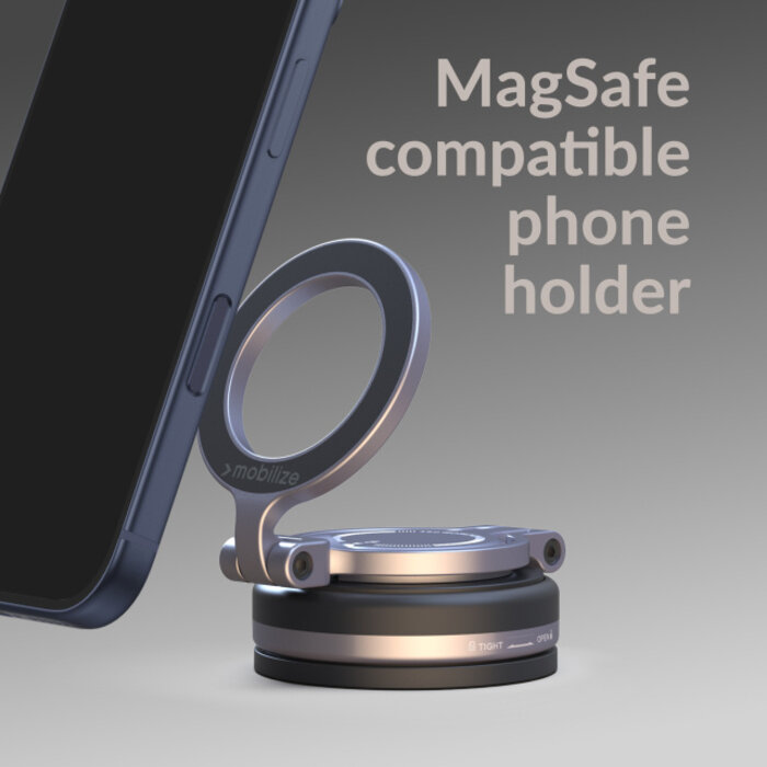 Mobilize Mobilize MagSafe Compatible Phone Holder - 360° Rotatable & Foldable - Vacuum Suction - Premium Alloy