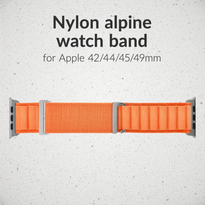 Mobilize Mobilize Nylon Watch Band - Alpine - Titanium Connector - for Apple 42 (Gen 1 t/m 3)/44/45/46/49mm - Orange