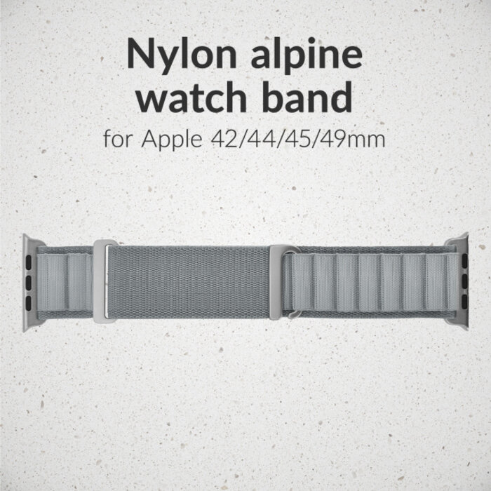Mobilize Mobilize Alpine Nylon Horlogeband - Titanium - Apple Watch 42-49mm - Lichtgrijs