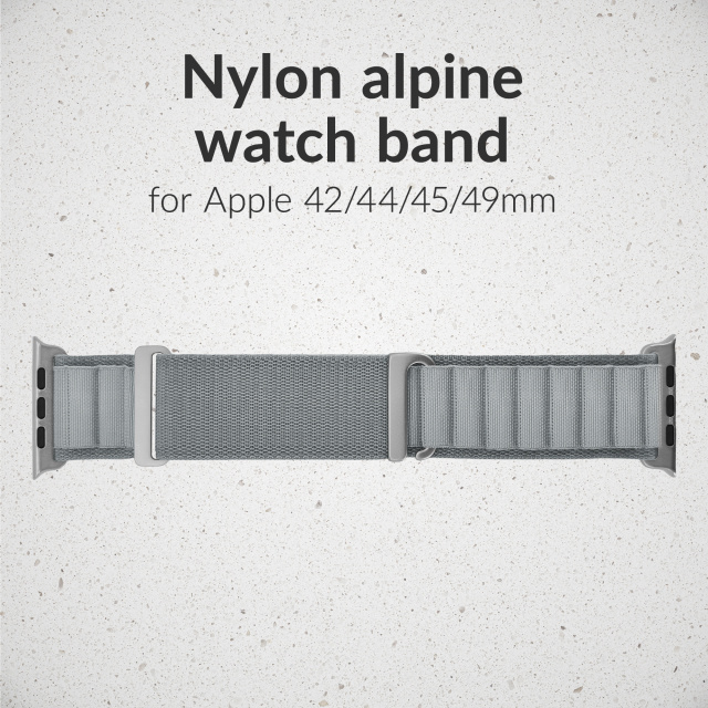 Mobilize Mobilize Alpine Nylon Horlogeband - Titanium - Apple Watch 42-49mm - Lichtgrijs