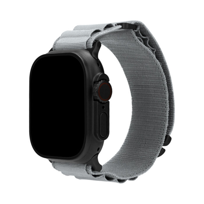 Mobilize Mobilize Nylon Watch Band - Alpine - Black Connector - for Apple 42 (Gen 1 t/m 3)/44/45/46/49mm - Light Grey
