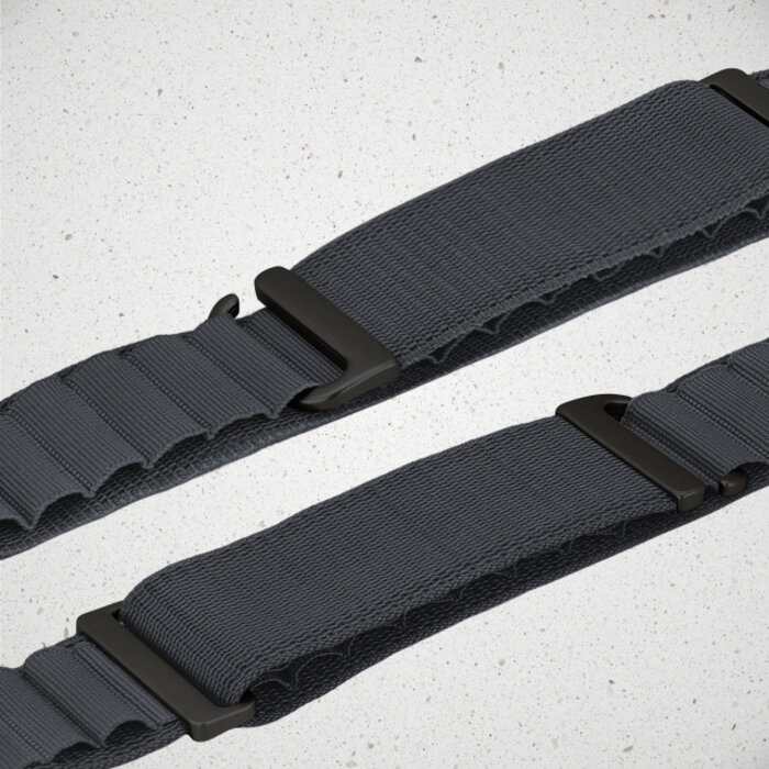 Mobilize Mobilize Nylon Watch Band - Alpine - Black Connector - for Apple 42 (Gen 1 t/m 3)/44/45/46/49mm - Dark Grey