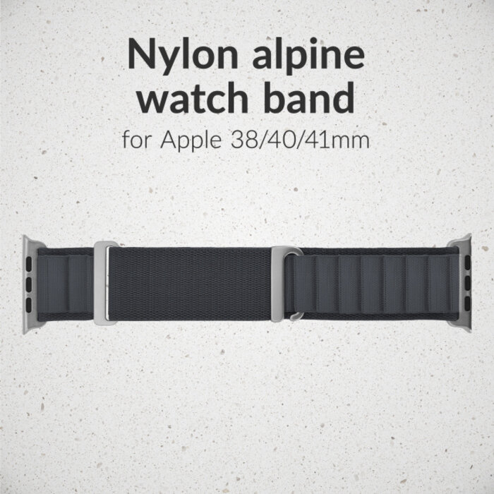 Mobilize Mobilize Alpine Nylon Band - Titanium Connector - Apple 38/40/41/42mm - Donkergrijs