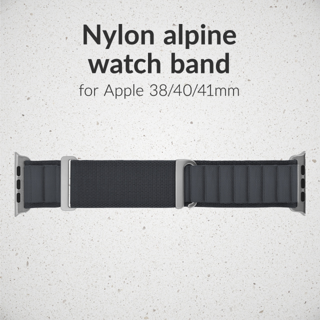 Mobilize Mobilize Alpine Nylon Band - Titanium Connector - Apple 38/40/41/42mm - Donkergrijs