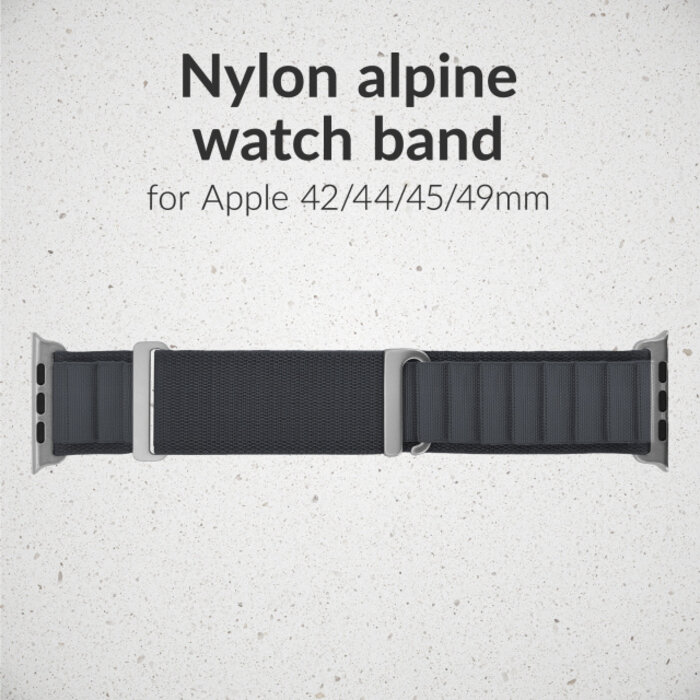 Mobilize Mobilize Nylon Watch Band - Alpine - Titanium Connector - for Apple 42 (Gen 1 t/m 3)/44/45/46/49mm - Dark Grey