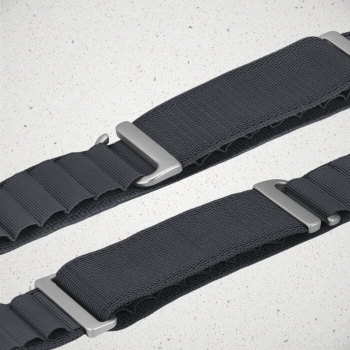 Mobilize Mobilize Nylon Watch Band - Alpine - Titanium Connector - for Apple 42 (Gen 1 t/m 3)/44/45/46/49mm - Dark Grey