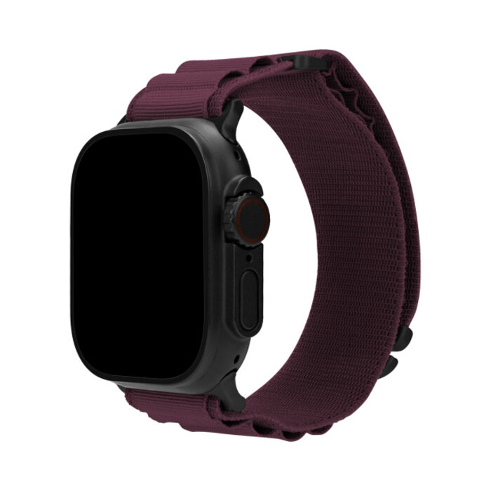 Mobilize Mobilize Nylon Watch Band - Alpine - Black Connector - for Apple 42 (Gen 1 t/m 3)/44/45/46/49mm - Bordeaux
