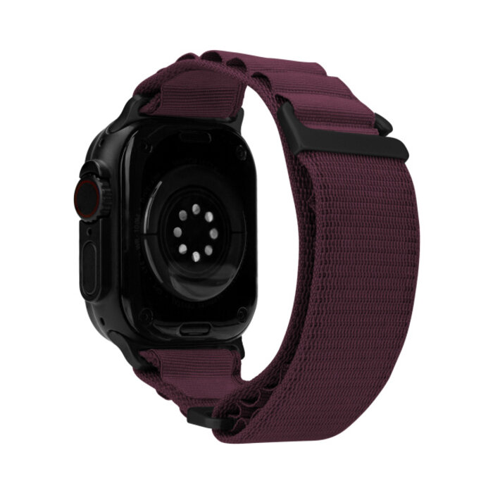 Mobilize Mobilize Nylon Watch Band - Alpine - Black Connector - for Apple 42 (Gen 1 t/m 3)/44/45/46/49mm - Bordeaux