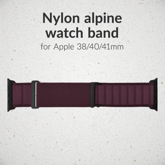 Mobilize Mobilize Nylon Watch Band - Alpine - Black Connector - for Apple 38/40/41/(Gen 10+) 42mm - Bordeaux