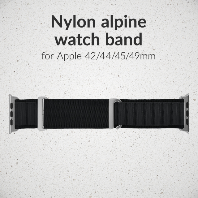 Mobilize Mobilize Alpine Nylon Watchband Apple Watch 42/44/45/46/49mm - Zwart