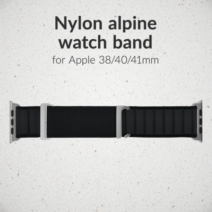 Mobilize Mobilize Alpine Nylon Horlogeband Apple Watch 38/40/41/42mm - Zwart