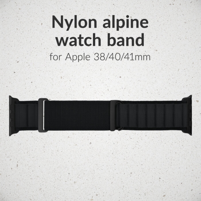 Mobilize Mobilize Nylon Alpine Horlogebandje voor Apple Watch 38/40/41/42mm - Zwart