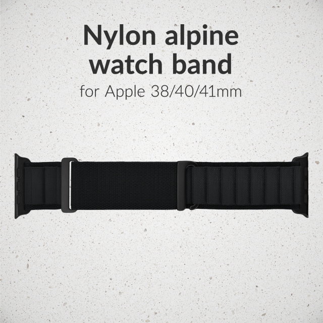 Mobilize Mobilize Nylon Alpine Horlogebandje voor Apple Watch 38/40/41/42mm - Zwart
