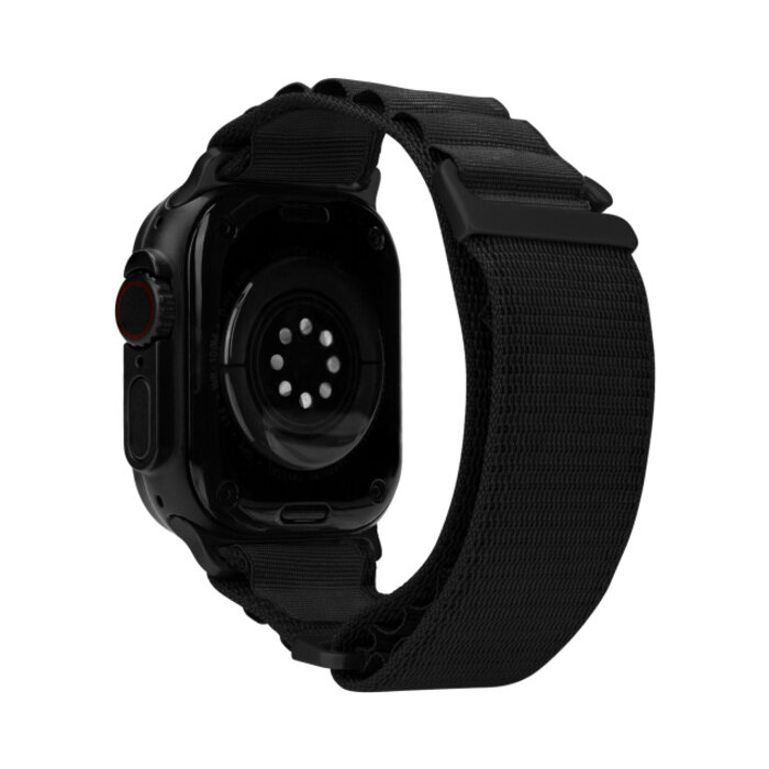 Mobilize Mobilize Nylon Watch Band - Alpine - Black Connector - for Apple 42 (Gen 1 t/m 3)/44/45/46/49mm - Black