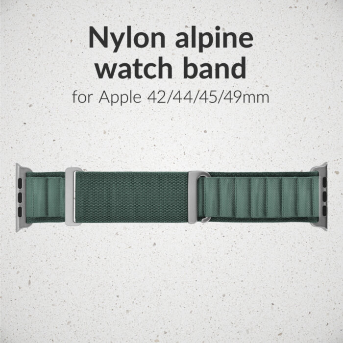 Mobilize Mobilize Nylon Alpine Watch Band Titanium Connector - Apple Watch 42-49mm Groen