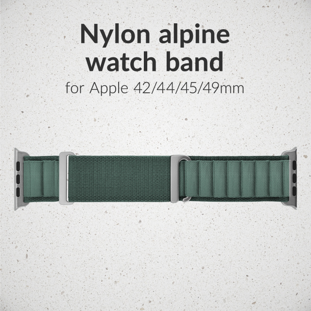 Mobilize Mobilize Nylon Alpine Watch Band Titanium Connector - Apple Watch 42-49mm Groen