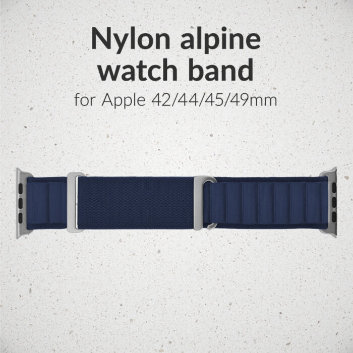 Mobilize Mobilize Nylon Watch Band - Alpine - Titanium Connector - for Apple 42 (Gen 1 t/m 3)/44/45/46/49mm - Blue