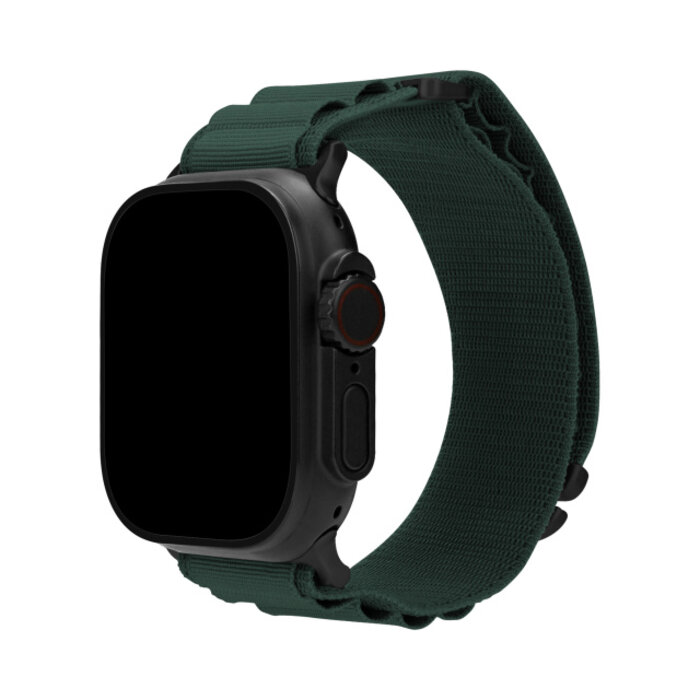 Mobilize Mobilize Nylon Watch Band - Alpine - Black Connector - for Apple 42 (Gen 1 t/m 3)/44/45/46/49mm - Dark Green
