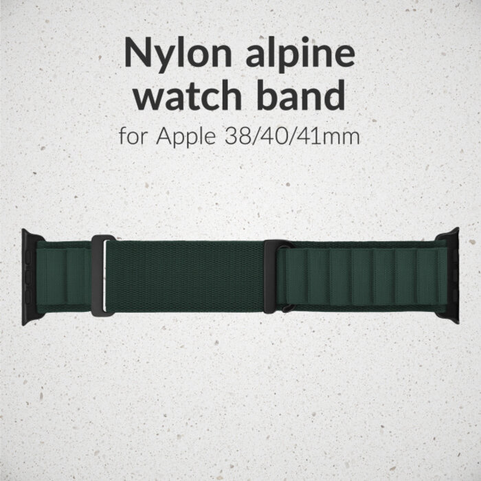 Mobilize Mobilize Nylon Watch Band - Alpine - Black Connector - for Apple 38/40/41/(Gen 10+) 42mm - Dark Green