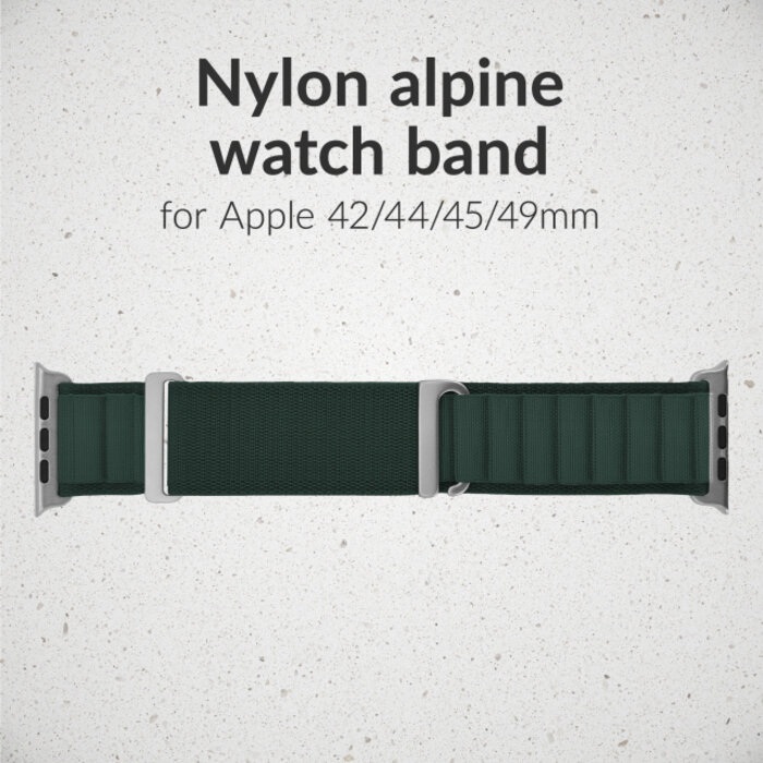 Mobilize Mobilize Nylon Watch Band - Alpine - Titanium Connector - for Apple 42 (Gen 1 t/m 3)/44/45/46/49mm - Dark Green