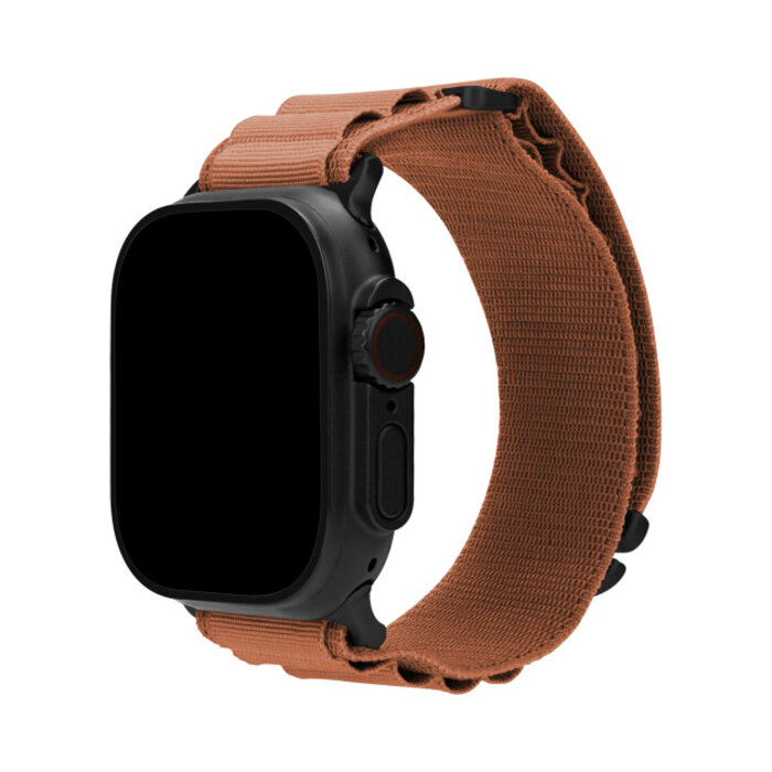 Mobilize Mobilize Nylon Watch Band - Alpine - Black Connector - for Apple 42 (Gen 1 t/m 3)/44/45/46/49mm - Terracotta