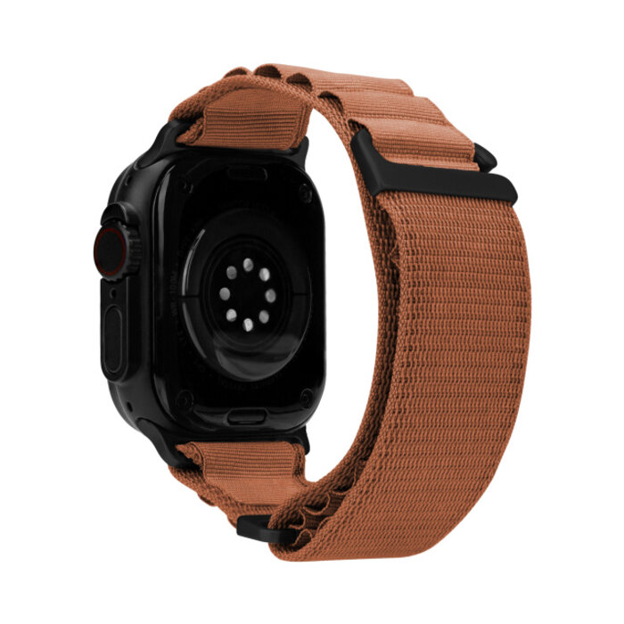 Mobilize Mobilize Nylon Watch Band - Alpine - Black Connector - for Apple 42 (Gen 1 t/m 3)/44/45/46/49mm - Terracotta