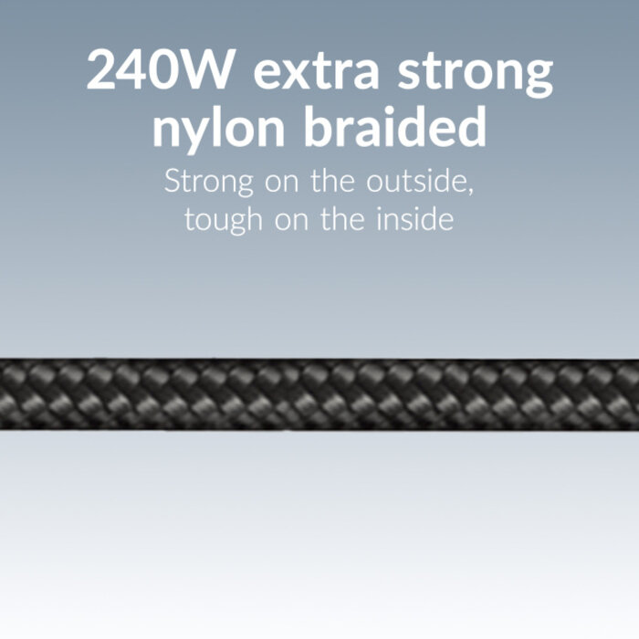 Mobilize Mobilize Strong Nylon Cable USB-C to USB-C 1m. 240W Black