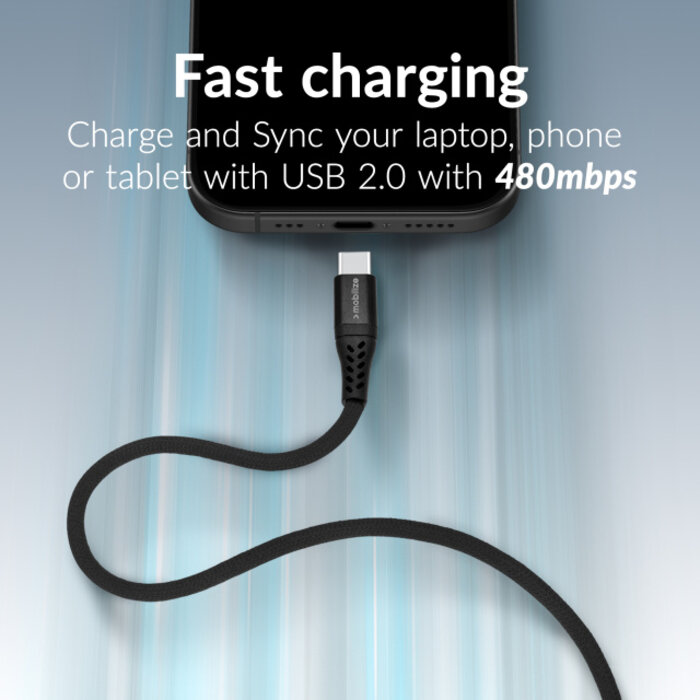 Mobilize Mobilize Strong Nylon Cable USB-C to USB-C 1m. 240W Black