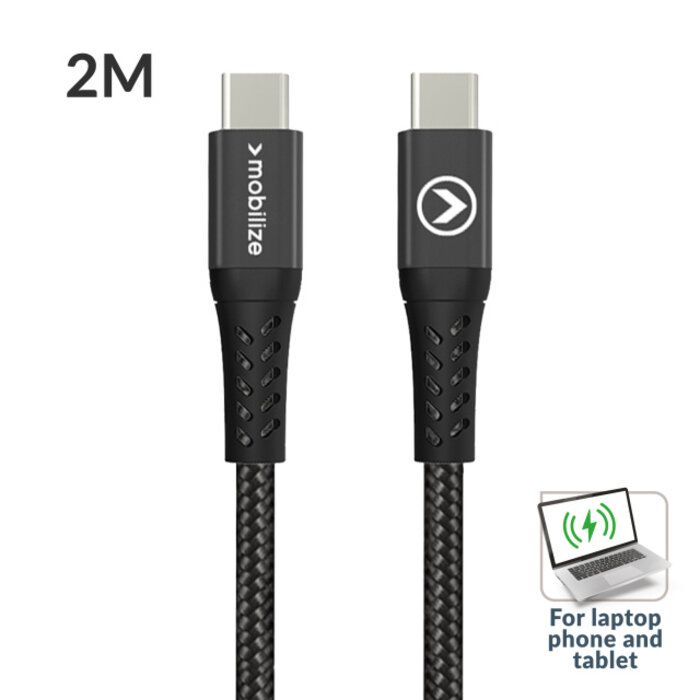 Mobilize Mobilize Strong Nylon USB-C naar USB-C Kabel 2m - 240W - Zwart