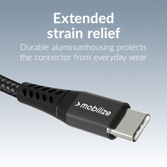 Mobilize Mobilize Strong Nylon USB-C naar USB-C Kabel 2m - 240W - Zwart