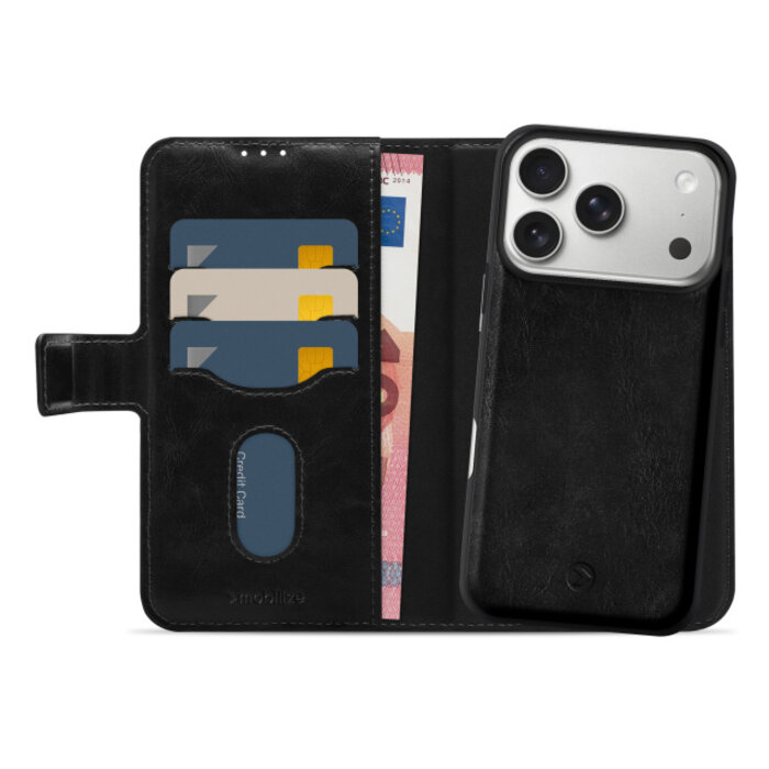 Mobilize Mobilize 2in1 MagSafe Gelly Wallet Case iPhone 17 Pro/18 Pro Zwart