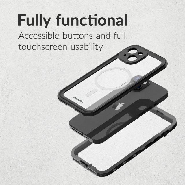 Mobilize Mobilize MagSafe Waterproof Case Apple iPhone 17 Pro/18 Pro - Zwart/Transparant